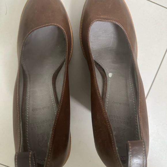 Brunello Cucinelli Dark Brown Leather Wedges - Picture 4 of 4